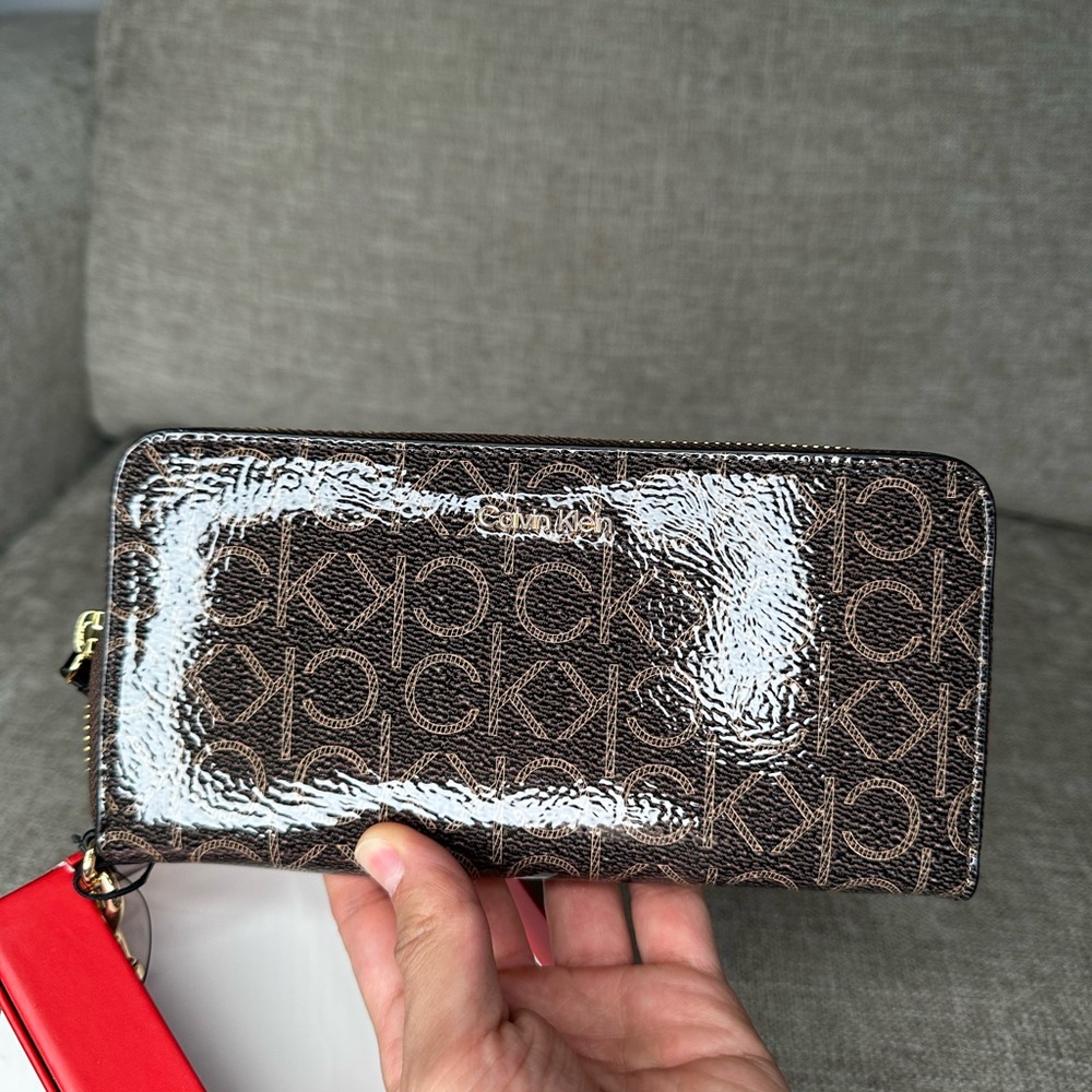 Calvin Klein Glossy Brown Monogram Wallet